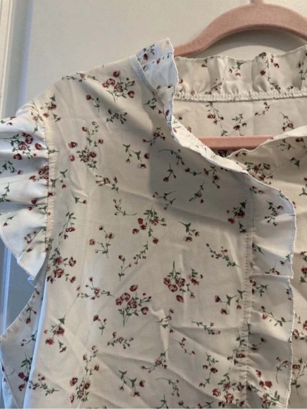 Cottagecore Floral Ruffle Sleeve Blouse L
